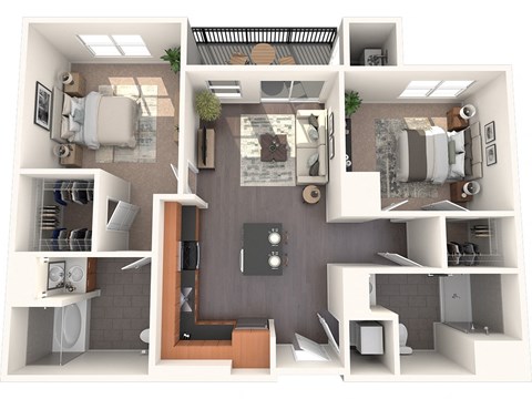 B1G2 2 Bed 2 Bath Floor Plan Image
